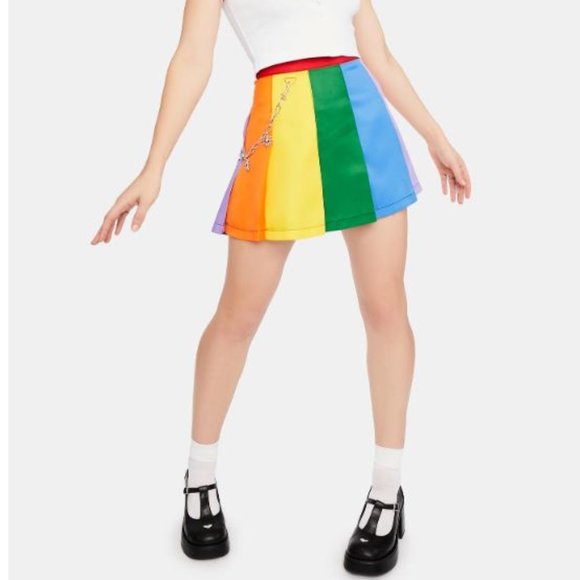 Dolls Kill Dresses & Skirts - dELiA*s by Dolls Kill ALL IS BRIGHT RAINBOW PLEATED MINI SKIRT
